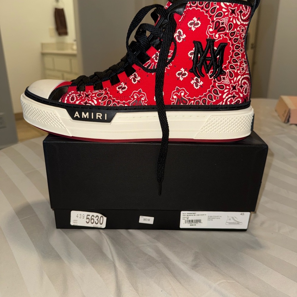 AMIRI Red and Black High-Top Sneakers